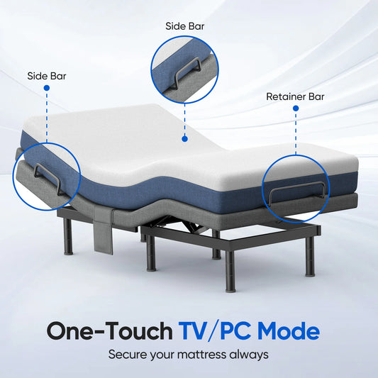 Twin Split King Size Adjustable Bed Base Frame with Massage Silent Double Motor with Wireless Remote Control