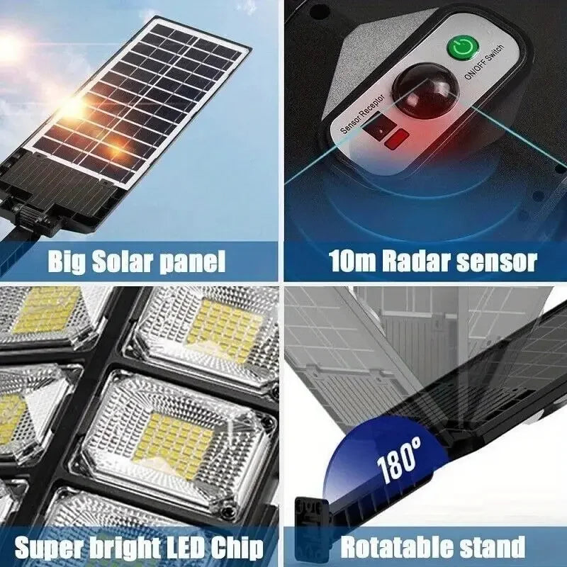 LED Ultra-Bright, Solar Street Light, Wide Angle Motion Sensor, Remote Control, Energy-Efficient, Waterproof