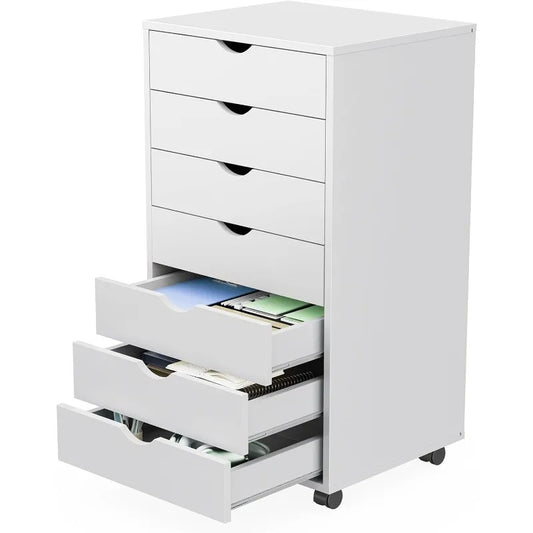 7 Drawer Chest Mobile Storage, Wooden Cabinets With Wheels, Room Organization ,Furniture For Office