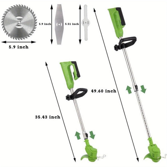 Weed Wacker Battery Operated, 600W Trimmer 51" Height Adjustable Brush Cutter with 8 Blades and 2 * 24V Batteries