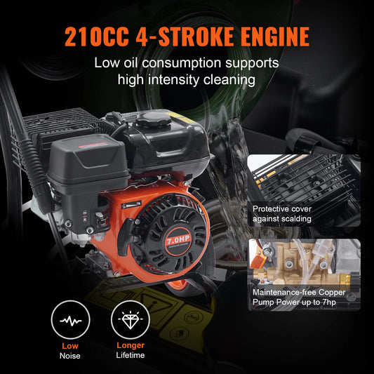 Gas Pressure Washer 3600 PSI 2.6 GPM Gas Powered Pressure Washer with Copper Pump Spray Gun and Extension Wand 5Nozzles