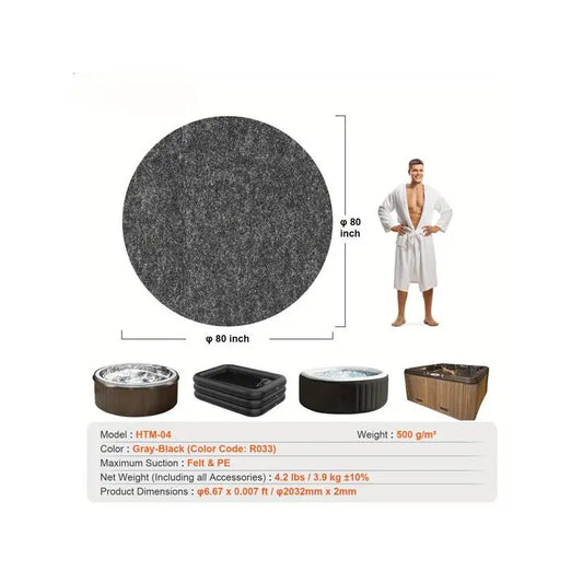 80 Inch Inflatable Hot Tub Mat, Extra Large Slip-Proof, Ground Protector for Spa Pool, Absorbent, Reusable Indoor & Outdoor