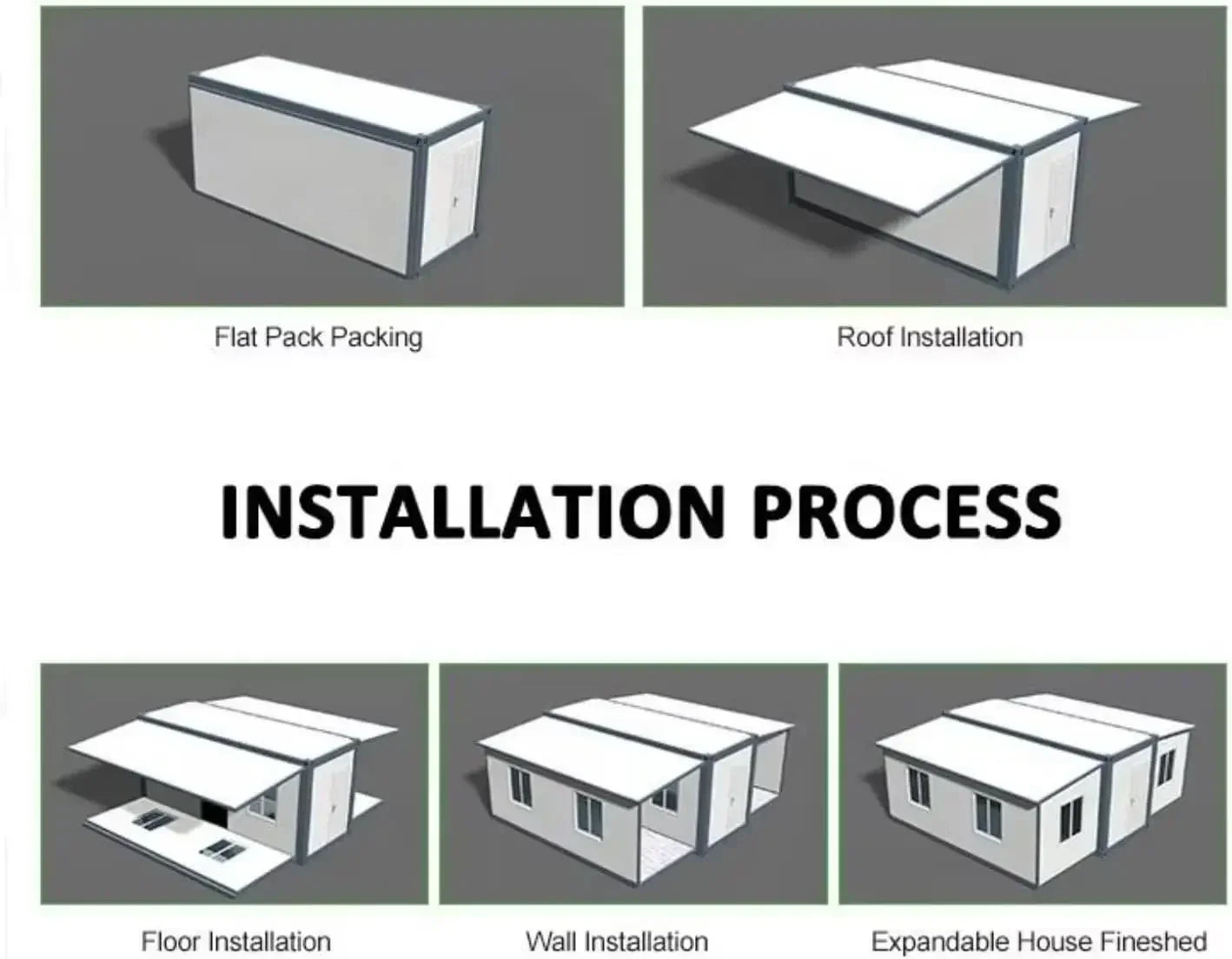 20ft Prefab Tiny Home, Expandable Container House with 2 Bedroom Kitchen and Bathroom, Folding Modular Home
