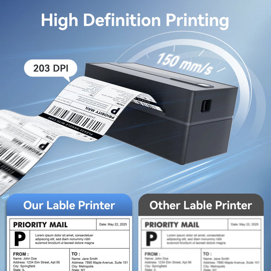 Thermal Label Printer, Portable, No Ink, WiFi, Bluetooth, USB