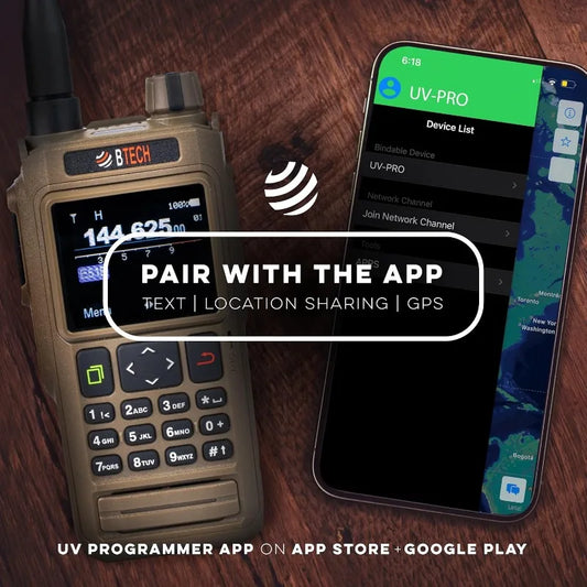 UV-PRO (TAN) IP67 Dual Band VHF/UHF Two-Way Radio, Bluetooth, GPS, Text Messaging, Aviation Band Scanner