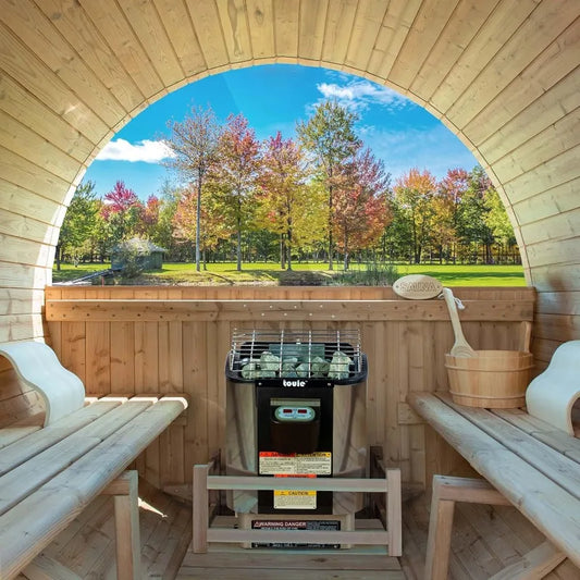 Luxury, Home Sauna, 4-Person Barrel Style with Harvia Heater