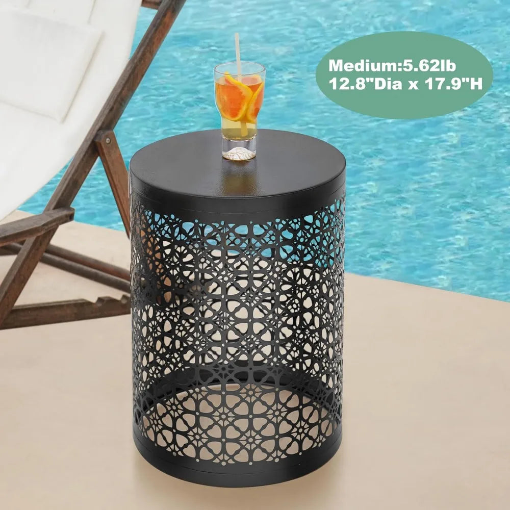 Set of 3 Black Round Nesting Tables, Multifunctional Coffee Table for Indoor Outdoor Use, Free Shipping from US