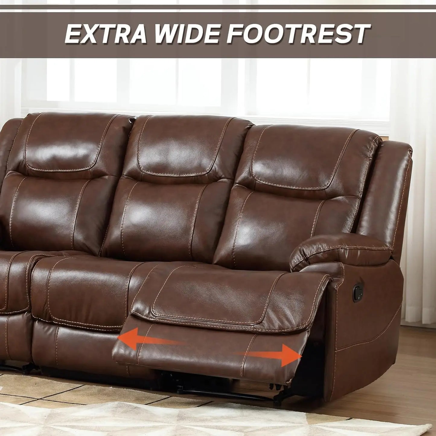 Genuine Leather Manual Recliner Sofa Set, Loveseat