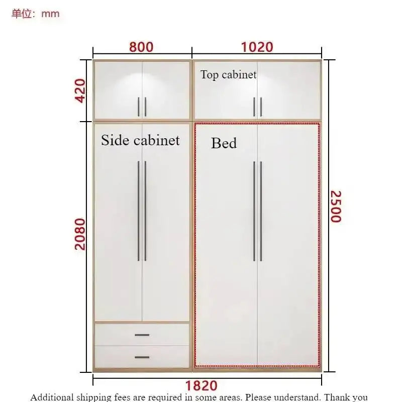 Full Murphy Bed with Closet Organizer with Drawers, Space-Saving, Hidden Bed ,for Multipurpose Room