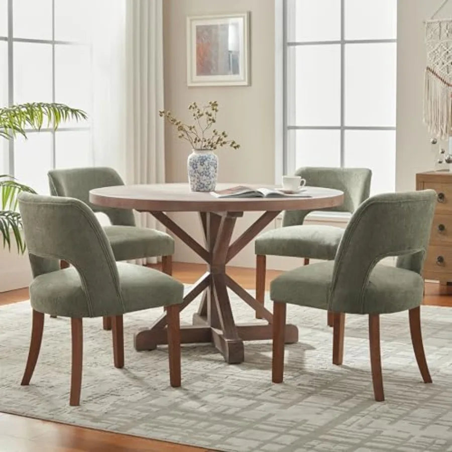 Wooden Dining Chairs Set of 2 Modern Fabric Upholstered Dining Room Chair, Farmhouse-style