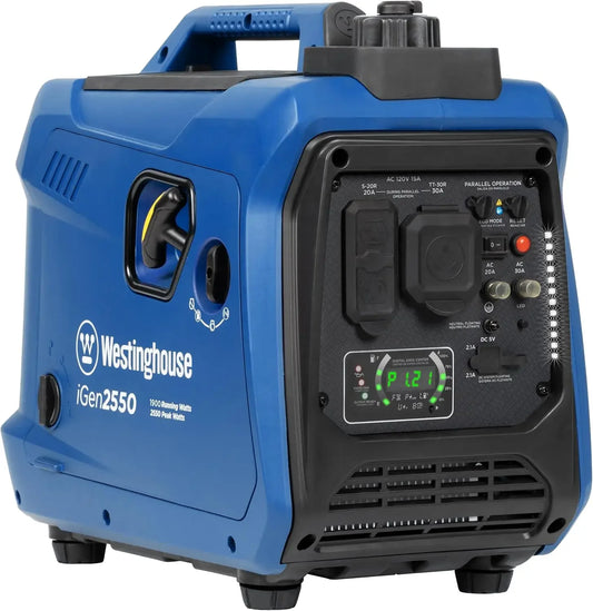 2550 Peak Watt Super Quiet & Lightweight Portable Inverter Generator, RV Ready 30A Outlet, Gas Powered, Parallel Capable
