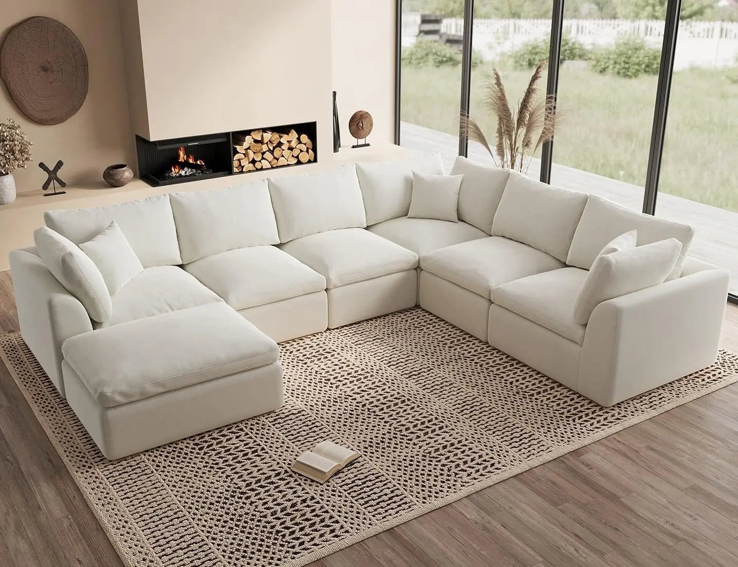 Oversized Modular Sectional, Couch, Deep Seat Sofa Cushion Covers Removable, Oversized Sectional Couches