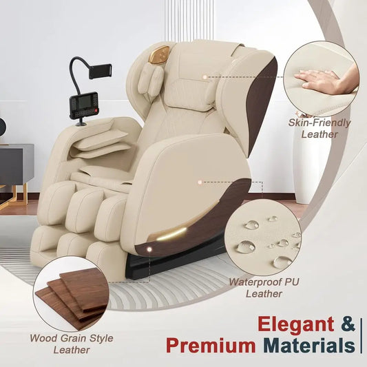 , Massage Chairs full Body and Recliner with 10 fixed Points, Zero Gravity, Wood Grain Leather, Customized