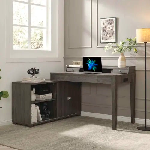 L-shaped family office desk