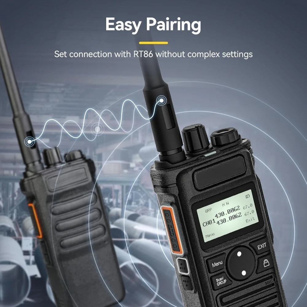 4 Pack Walkie Talkies with Shoulder Mic, Long Range Heavy Duty 2 Way Radio with LCD Screen,