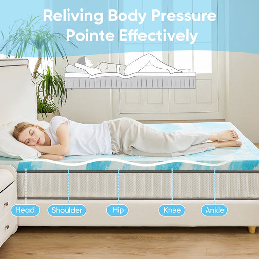 Gel Memory Foam Mattress Topper Full Size Cooling Mattress Soft and Breathable Bed Topper