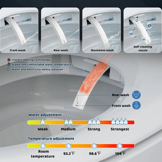 Smart Toilet with Bidet Built in, with Heated Seat and Night Light, Tankless Toilet for Bathroom, One Piece