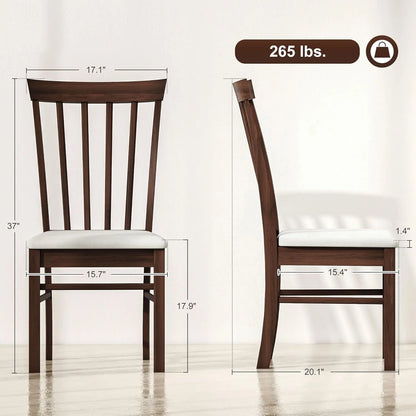 Wooden Dining Chairs Set, Farmhouse Upholstered Kitchen Chairs with Rubber Wood Frame