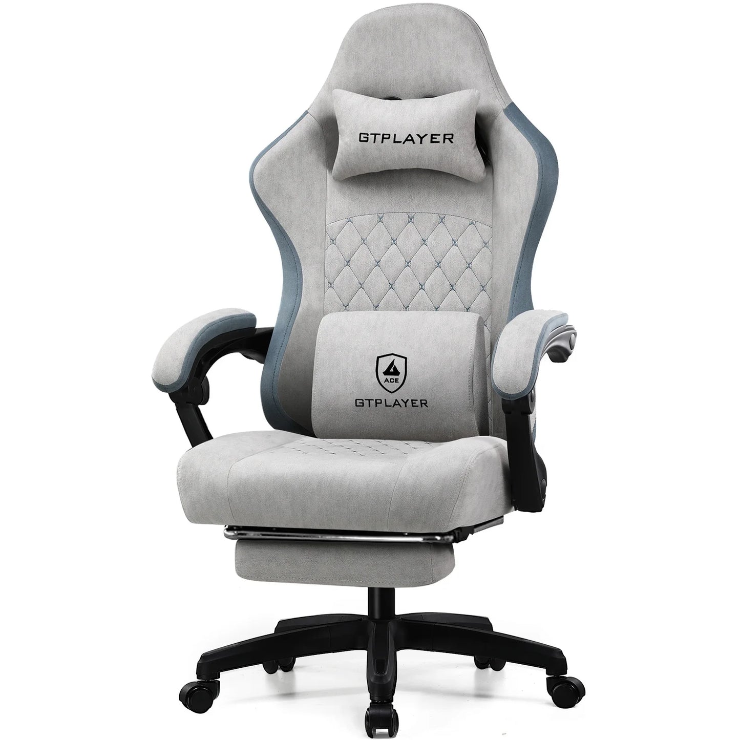 Gaming Chair, Armrests & Footrest, Ergonomic Office Chair with Lumbar Support