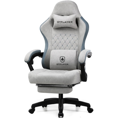 Gaming Chair, Armrests & Footrest, Ergonomic Office Chair with Lumbar Support