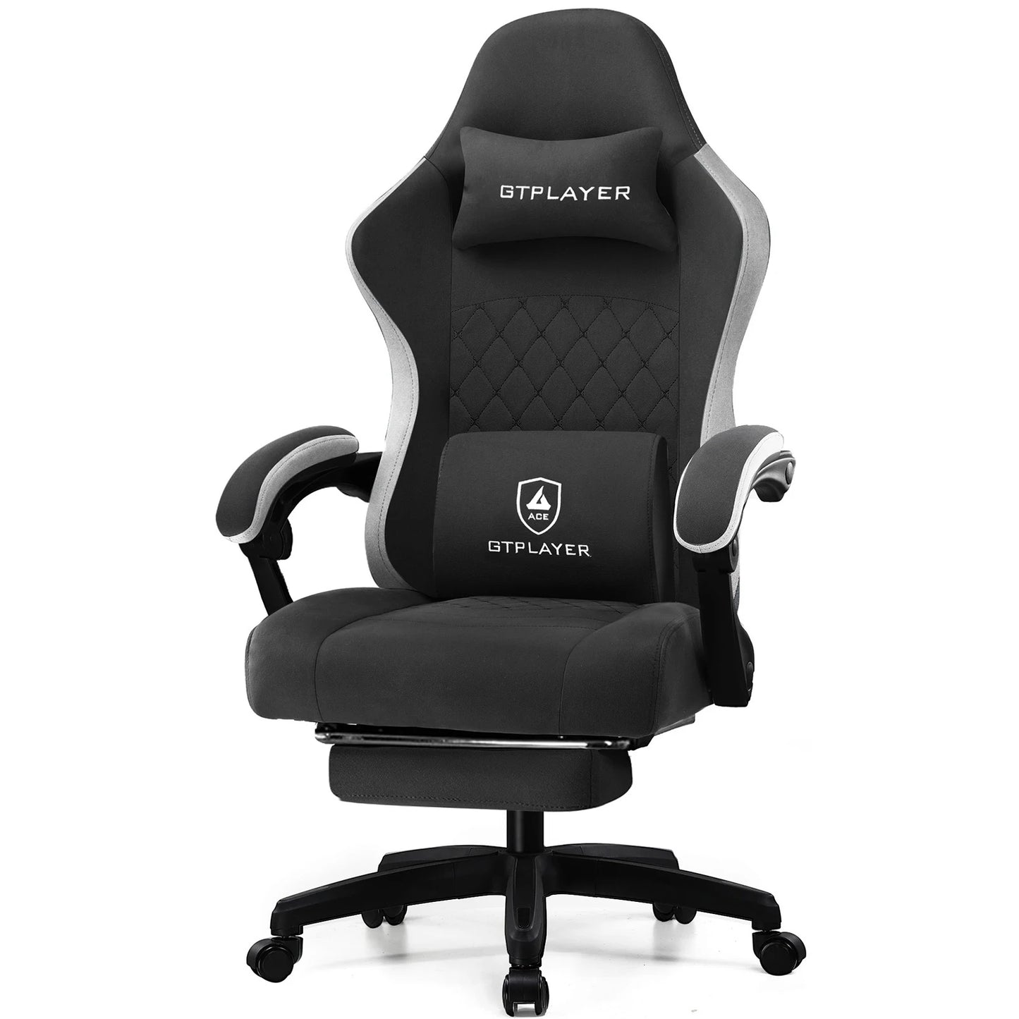 Gaming Chair, Armrests & Footrest, Ergonomic Office Chair with Lumbar Support
