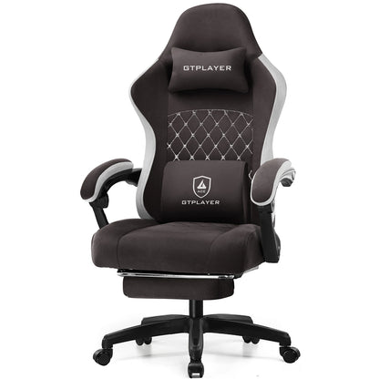 Gaming Chair, Armrests & Footrest, Ergonomic Office Chair with Lumbar Support