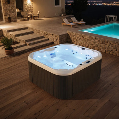 2 To 4 Person 25-Jet Outdoor Hot Tub With Intelligent Control and Water Purification for Family Spa