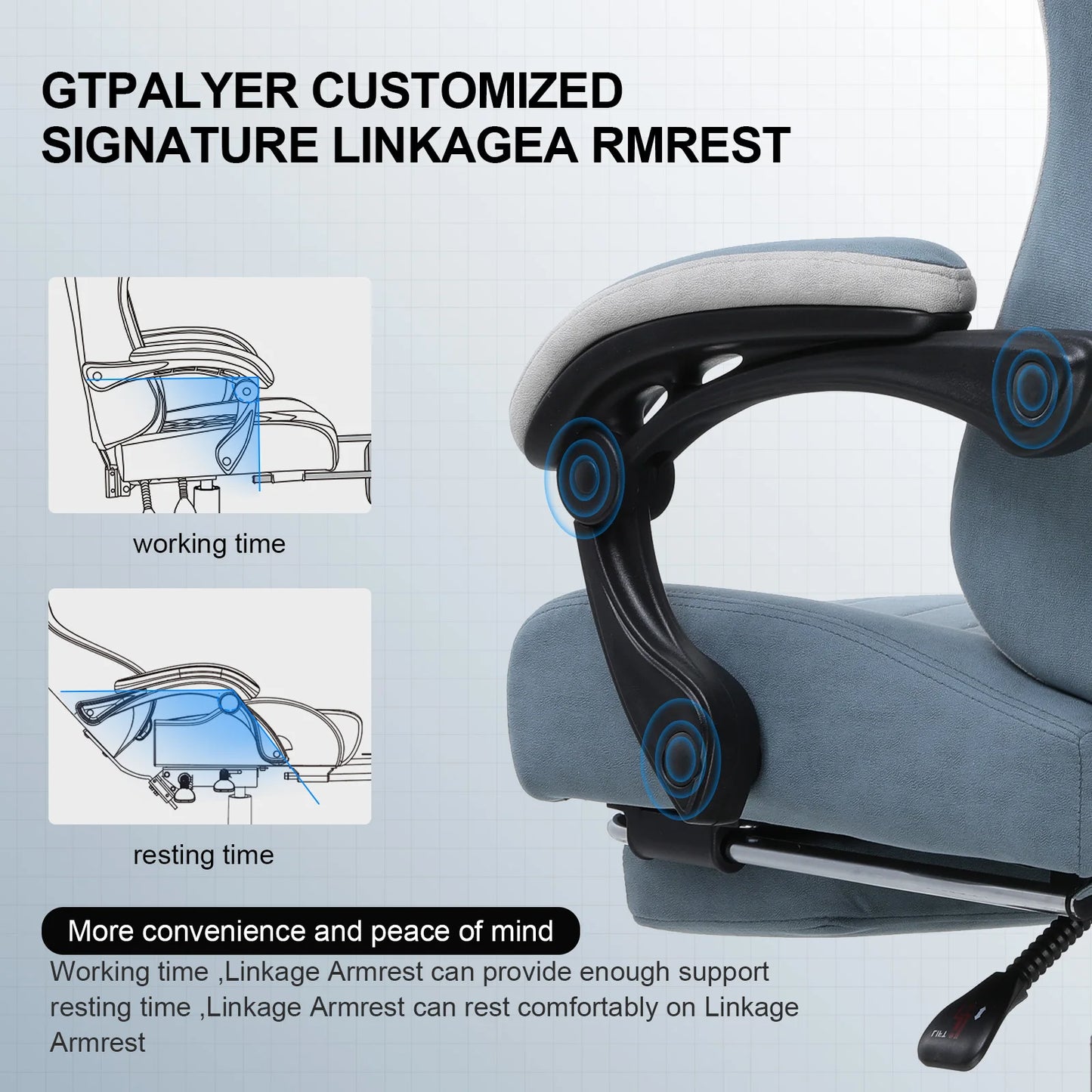 Gaming Chair, Armrests & Footrest, Ergonomic Office Chair with Lumbar Support