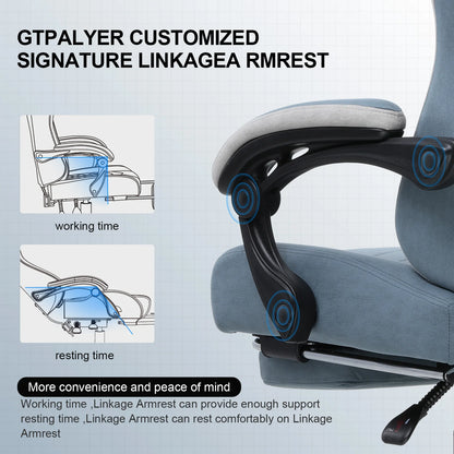 Gaming Chair, Armrests & Footrest, Ergonomic Office Chair with Lumbar Support