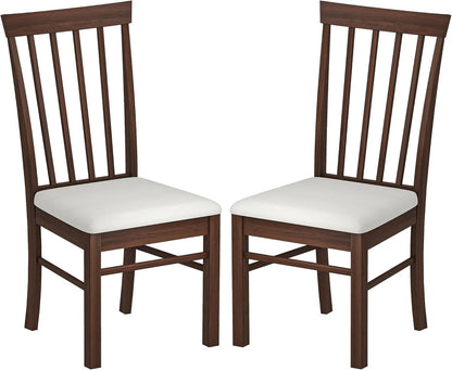 Wooden Dining Chairs Set, Farmhouse Upholstered Kitchen Chairs with Rubber Wood Frame