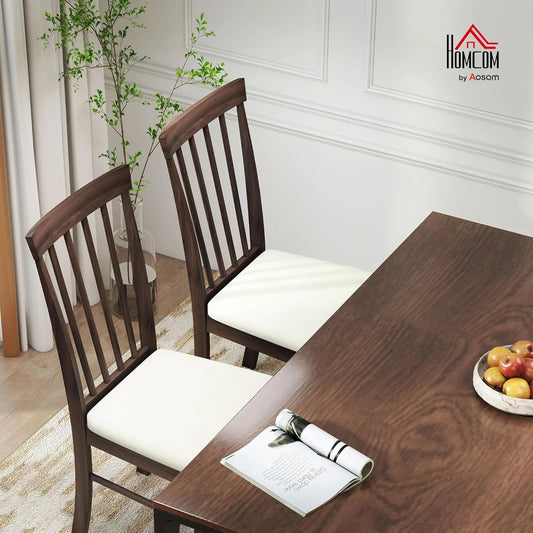 Wooden Dining Chairs Set, Farmhouse Upholstered Kitchen Chairs with Rubber Wood Frame