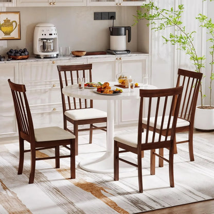 Wooden Dining Chairs Set, Farmhouse Upholstered Kitchen Chairs with Rubber Wood Frame