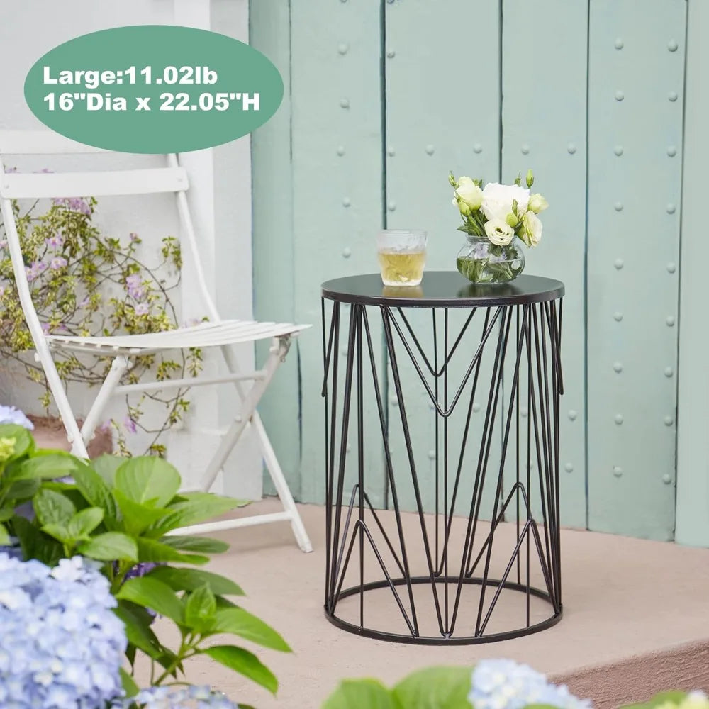 Set of 3 Black Round Nesting Tables, Multifunctional Coffee Table for Indoor Outdoor Use, Free Shipping from US