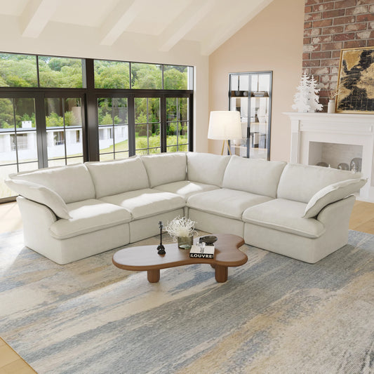 L Shape Corner Sectional Couch, Down Fill Convertible Modular Sectional Sofas for Living Room