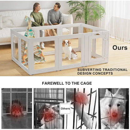 Acrylic Dog Playpen with Door, 23.6 , Easy Assemble Pet Fence, 10-Panel for Puppies/Small Dog Play Pen Indoor
