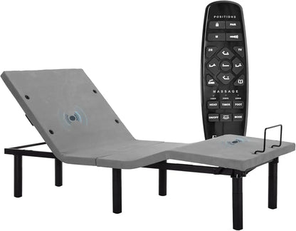 Adjustable Electric Split King Bed Base Frame with Massage, USB Type-C Ports, Zero Gravity, Under Bed Led Lighting