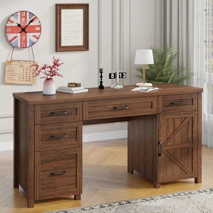 Farmhouse 47" , Computer Desk with Drawers and Storage Cabinet, Workstation, Computer Desk for Home Office