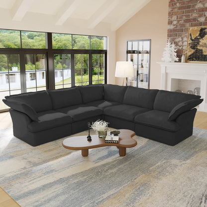 L Shape Corner Sectional Couch, Down Fill Convertible Modular Sectional Sofas for Living Room