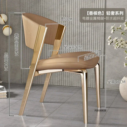 Luxury Designer Dining Chair Nordic Ergonomics Wedding Leather Dining Accent Chairs