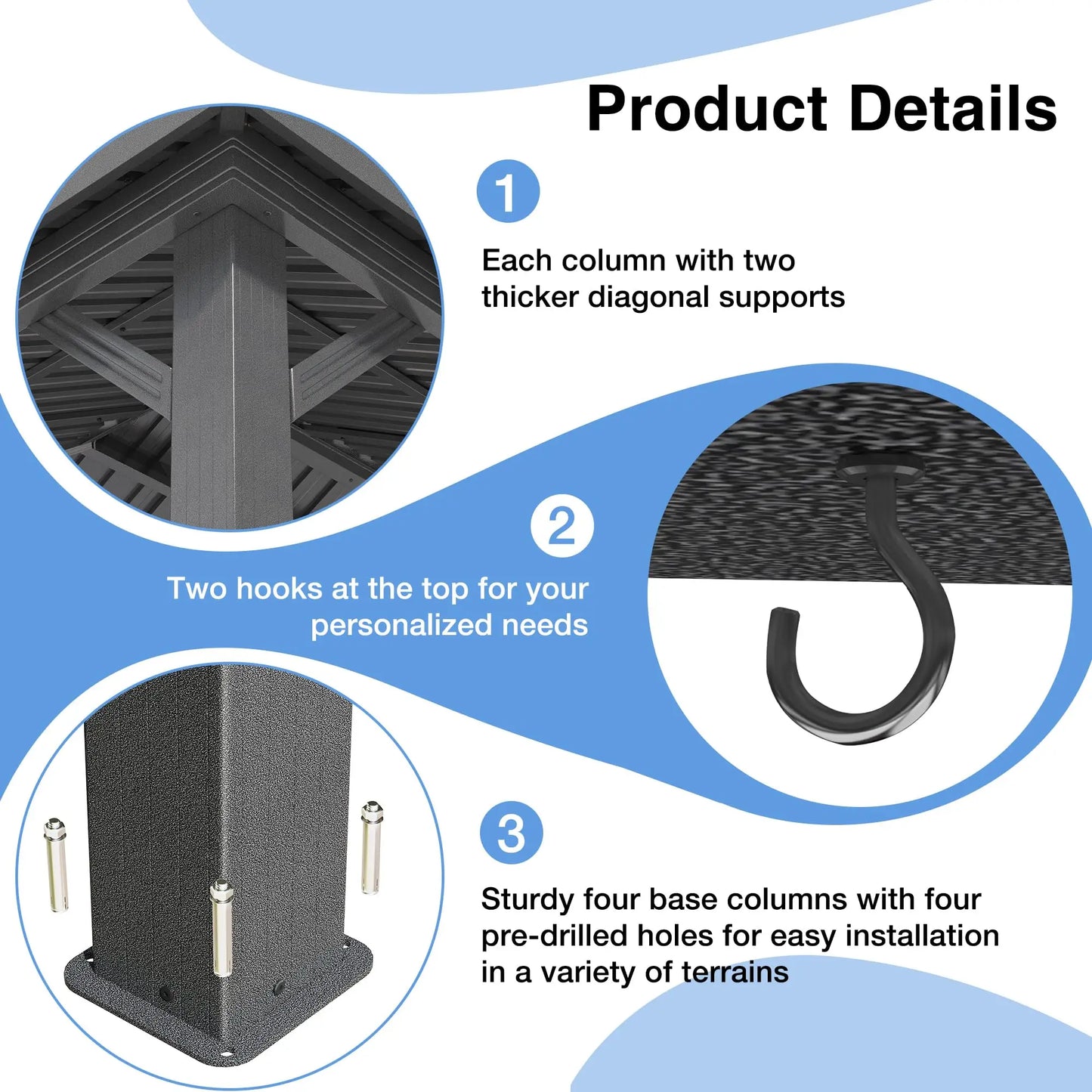 10x12~12x20FT Hardtop Gazebo Aluminum Frame Galvanized Steel Roof w/ Netting Curtain All Weather for Backyard Patio Garden