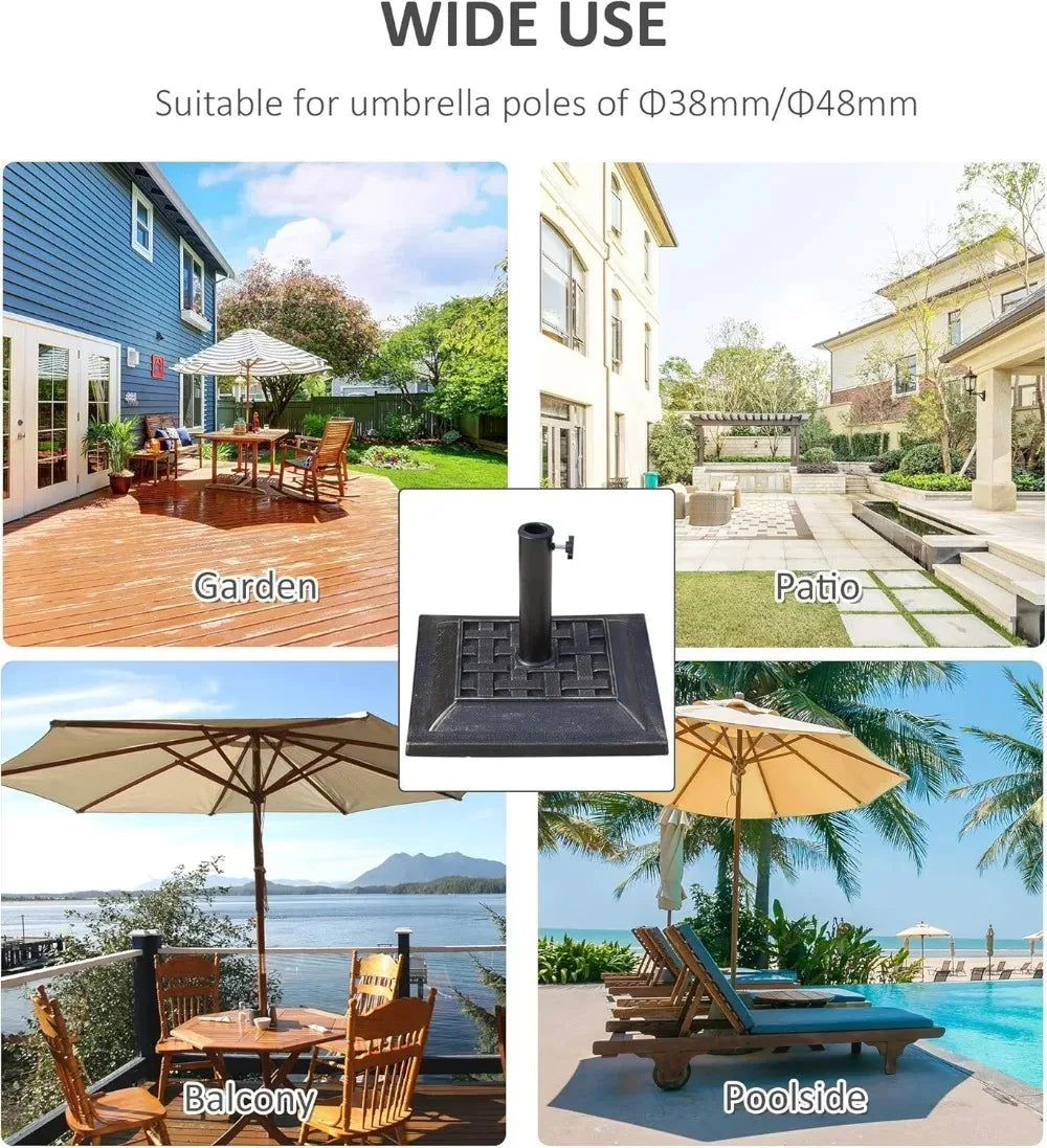 20 lbs Patio Umbrella Base Stand with Decorative Pattern, Fits 1.5" & 1.89" Poles for Garden, Lawn, Deck - Easy Setup
