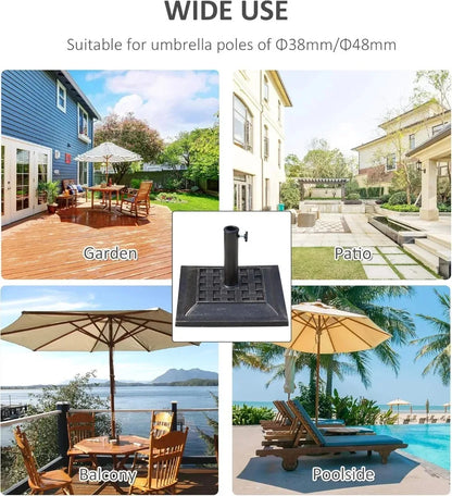20 lbs Patio Umbrella Base Stand with Decorative Pattern, Fits 1.5" & 1.89" Poles for Garden, Lawn, Deck - Easy Setup