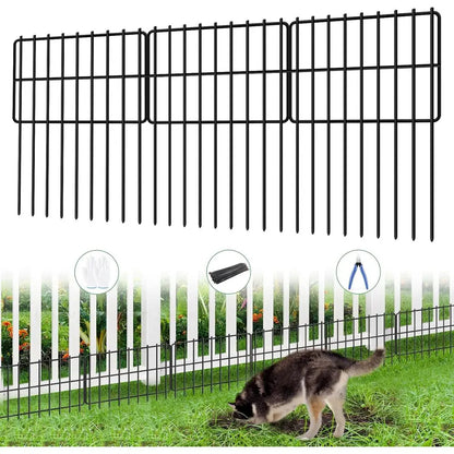 26 Panels Animal Barrier Fence No Dig, 1.25" Gap 28 Ft(L) X 17 in(H) Rustproof, Metal, Garden Fencing