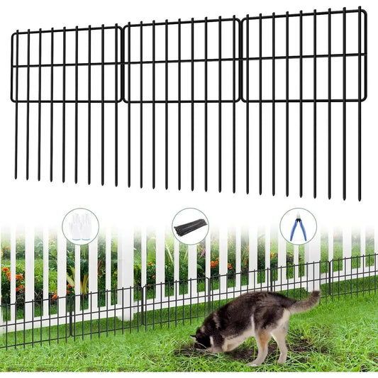 26 Panels Animal Barrier Fence No Dig, 1.25" Gap 28 Ft(L) X 17 in(H) Rustproof, Metal, Garden Fencing