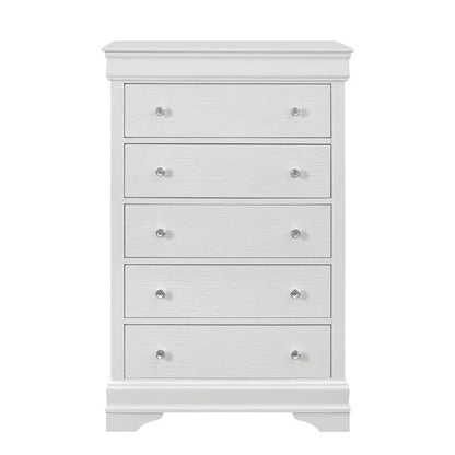 5PC White Queen Bedroom Set with Shaker Design