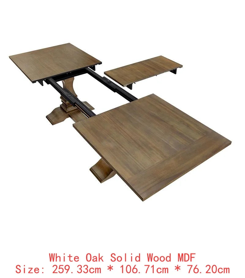 Extendable 7-Piece Retro Wooden Dining Set for 6, Curved Table & Upholstered Chairs