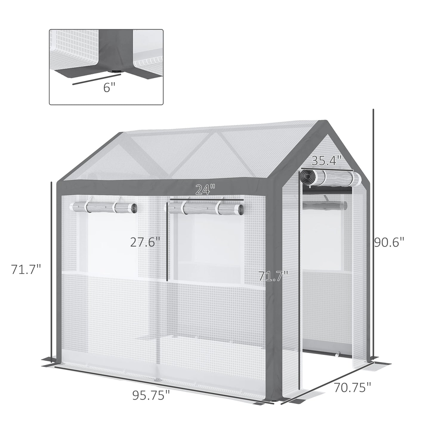 8' X 6' X 7.5' Walk-In Greenhouse Tunnel Portable Plant Garden Steel Frame