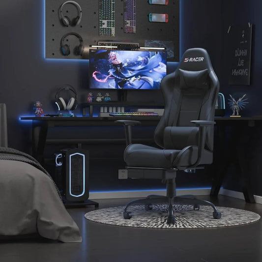 Gaming , Computer Chair with Footrest and Massage Lumbar Support, Height Adjustable
