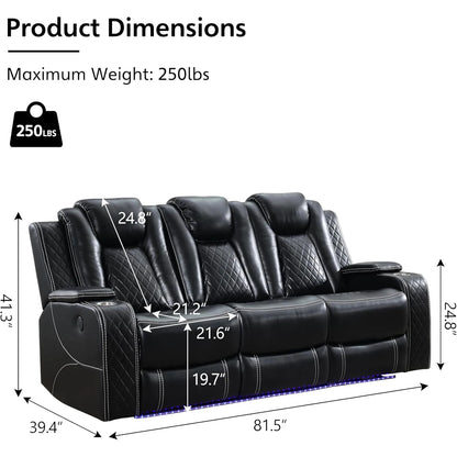 Power Reclining Sofa O Gravity, LED Floor light, Reading Light, Drop-down Table