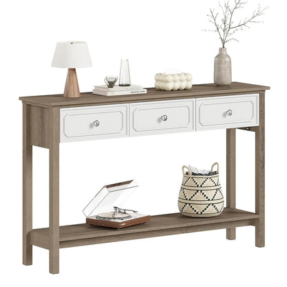 Entryway Table Console Storage 3 Drawers Open Shelf Behind Sofa Narrow Long Hallway